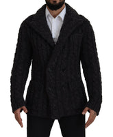 Dolce & Gabbana Black Wool Knit Double Breasted Coat Jacket -   -  Dolce & Gabbana.